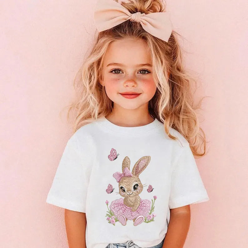 Cute Bunny Embroidery Design, Easter Bunny Girl, Baby Bunny Tutu, Spring Embroidery File, Machine Embroidery, 5 Size, Instant Download